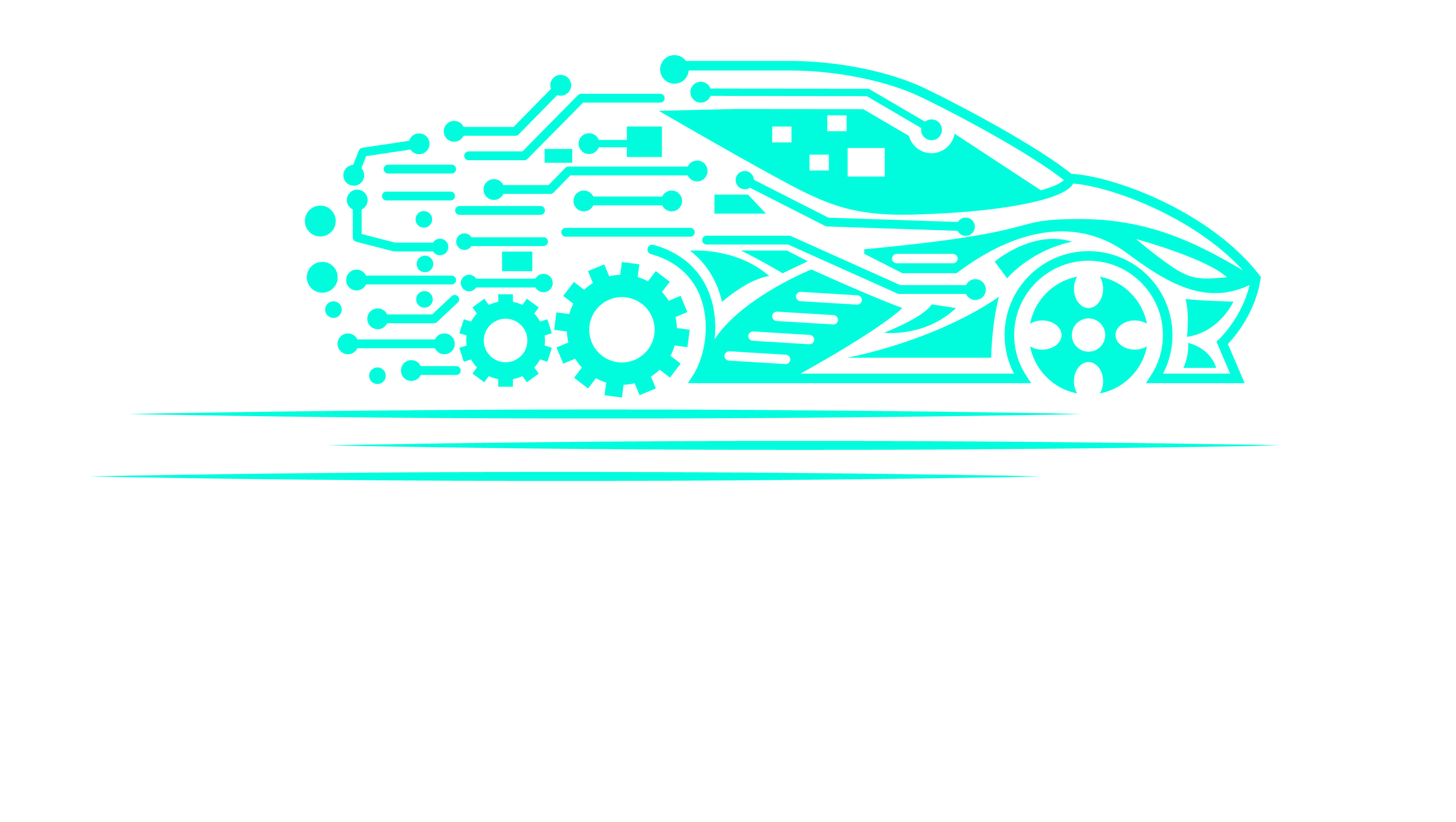 Advanced Mobile Detailing logo featuring a stylized car with digital elements and gears, emphasizing mobile auto detailing services in Louisville.
