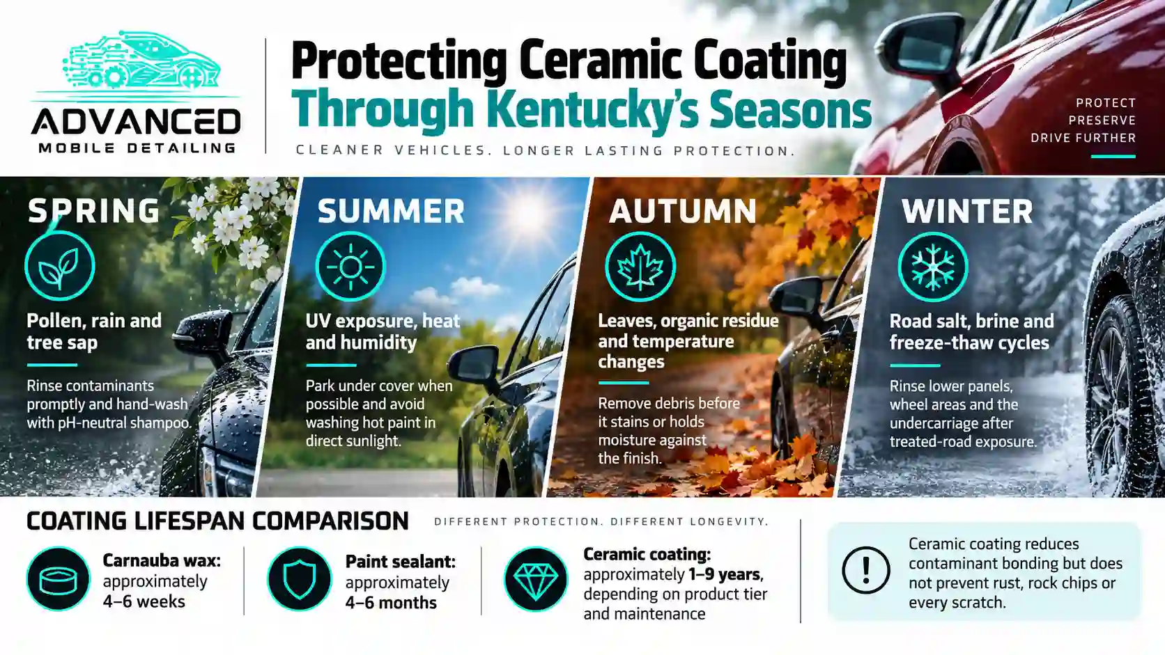 Protecting Ceramic Coating Through Kentucky’s Seasons by Advanced Mobile Detailing