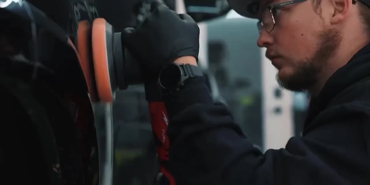 Machine polishing in the AMD shop.