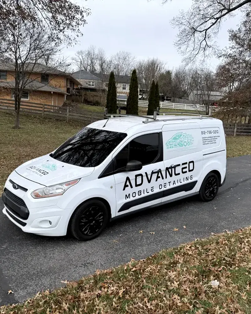 AMD van set up for a driveway detail, Advanced Mobile Detailing mobile detailing in New Albany, IN