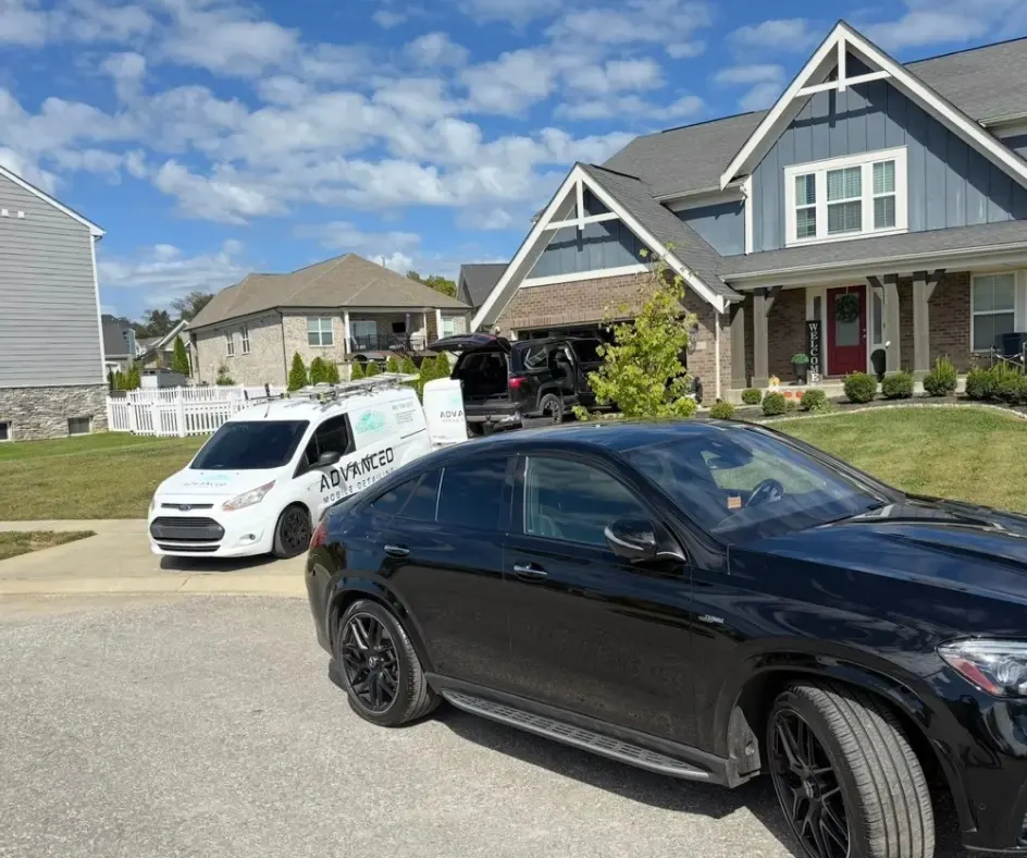 Black car after an AMD exterior detail and sealant in Louisville