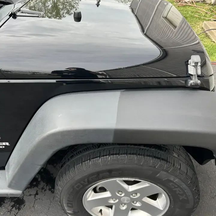 Jeep fender flare and trim after AMD detailing in Louisville